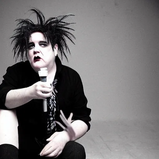 Image similar to robert smith mixed with morrissey