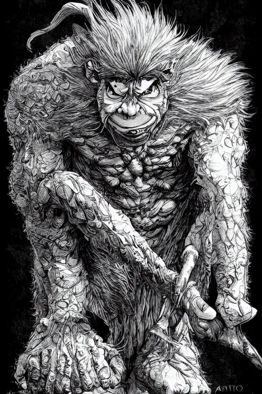 Image similar to hunched troll, highly detailed, digital art, sharp focus, trending on art station, kentaro miura manga art style