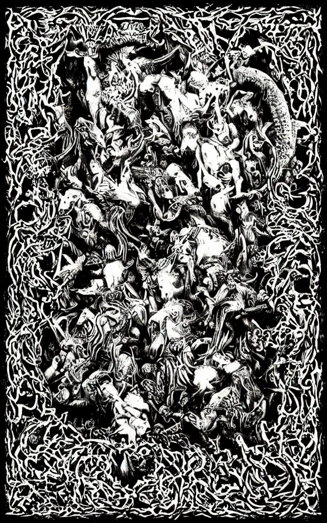 Prompt: talavera de la reina masterpiece black metal album cover