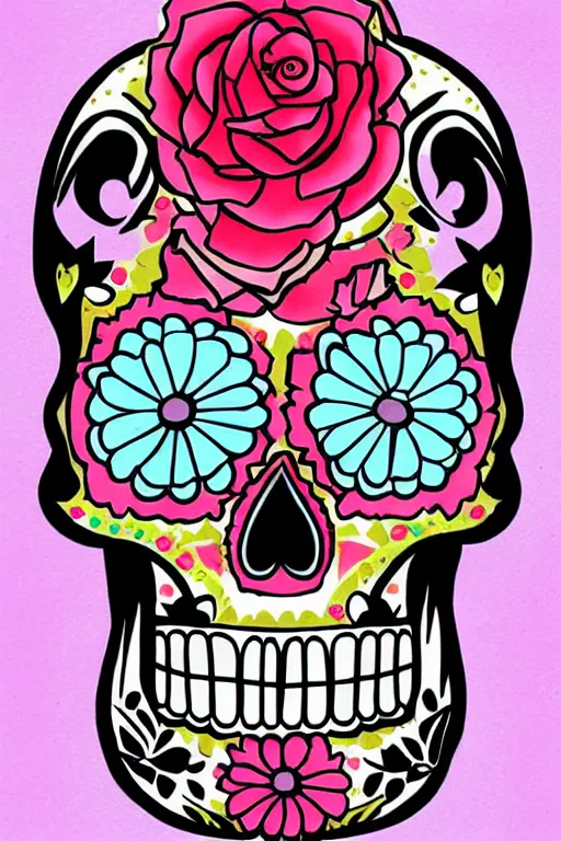 Image similar to Illustration of a sugar skull day of the dead girl, art by mike worall