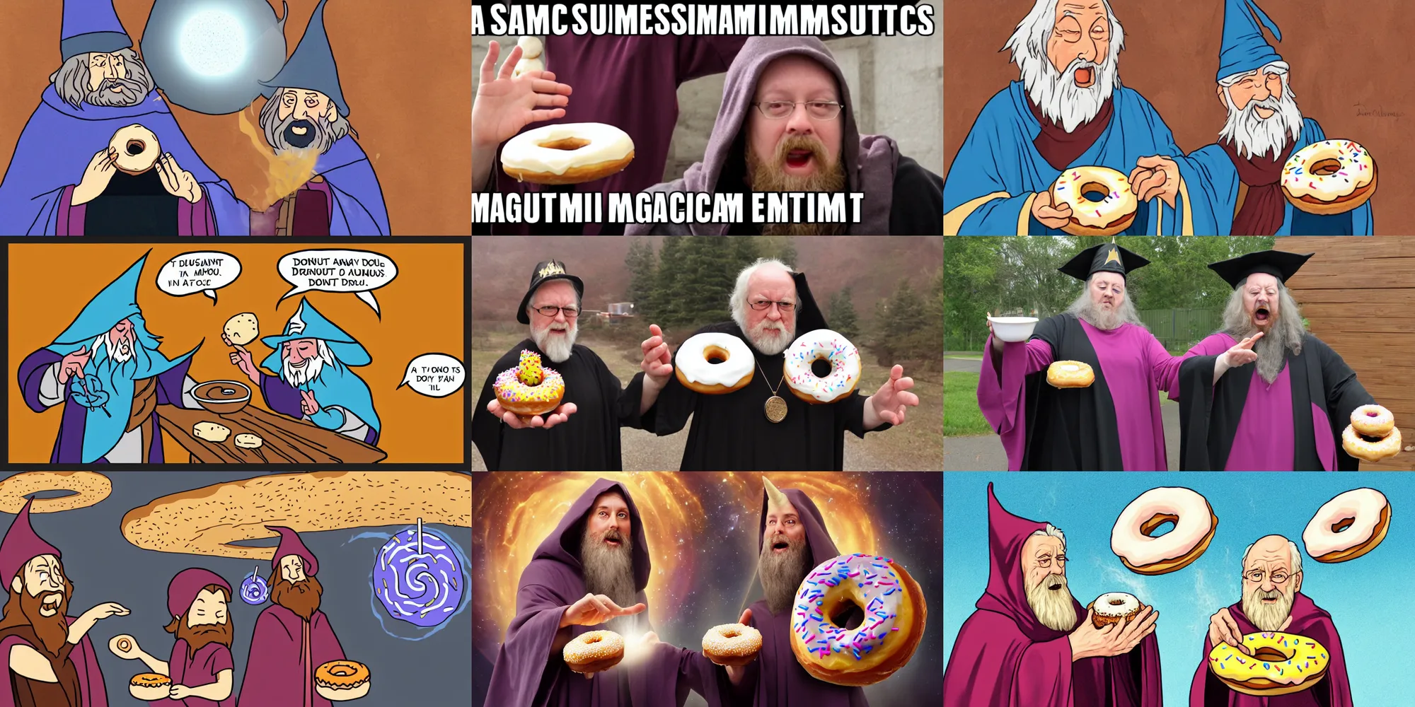 Prompt: a wizard summons a donut with magic