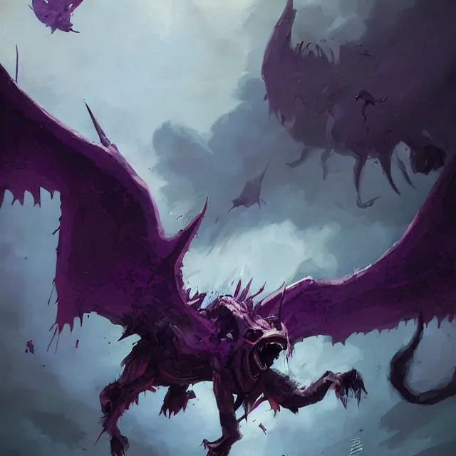 Image similar to a one eyed one horned flying purple people eater, digital art by greg rutkowski