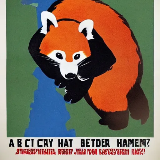 Image similar to hitler hugging a red panda, stencil, propaganda poster, cartoon, clear