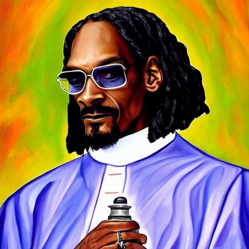 Prompt: beautiful painting of snoop dogg as the pope dogg