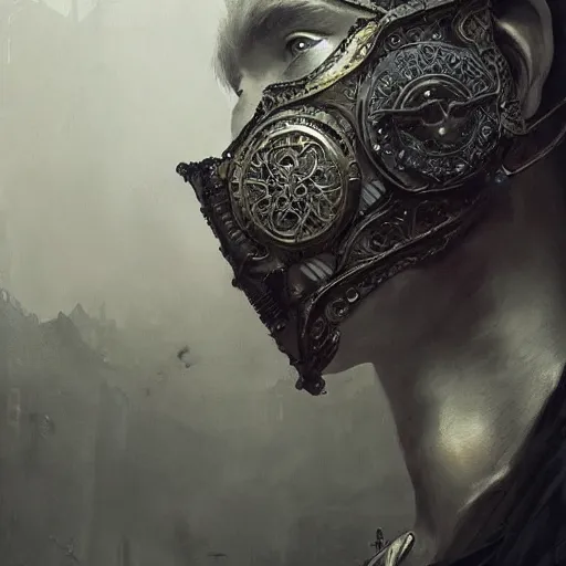 Prompt: Very very very very highly detailed epic photo of face with venetian mask, intricate, dystopian, sci-fi, extremely detailed, digital painting, artstation, concept art, smooth, sharp focus, illustration, intimidating lighting, incredible art by Jakub Rozalski and Artgerm and Anton Pieck