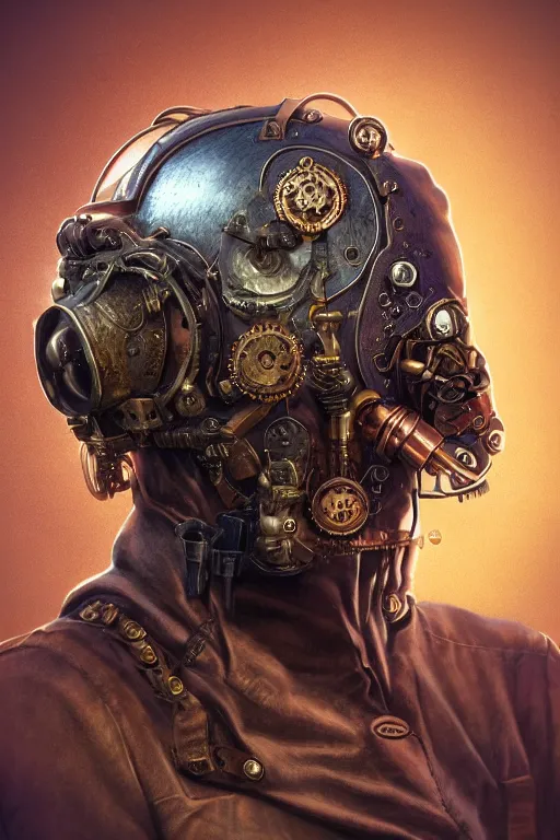 Image similar to steampunk helmet fantasy art mask robot ninja stylized digital illustration sharp focus, elegant intricate digital painting artstation concept art global illumination ray tracing advanced technology chaykin howard and campionpascale and cooke darwyn and davis jack