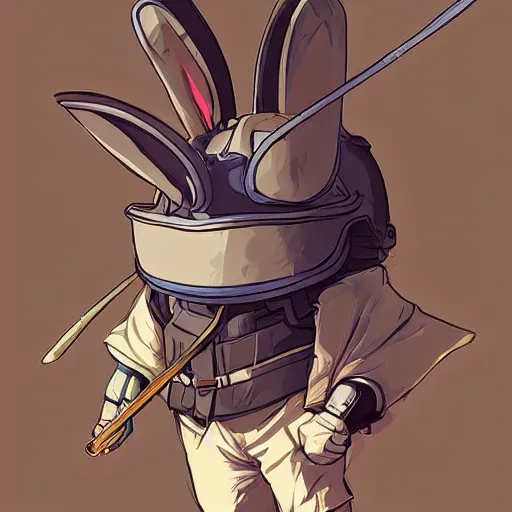 Image similar to bunny with helmet and sword smooth face median photoshop filter cutout vector behance hd by jesper ejsing, by rhads, makoto shinkai and lois van baarle, ilya kuvshinov, rossdraws, illustration, art by ilya kuvshinov and gustav klimt