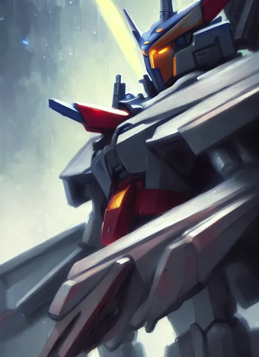 Image similar to portrait epic gundam with sword. highly detailed, digital painting, concept art, smooth, sharp focus, illustration, art by greg rutkowski