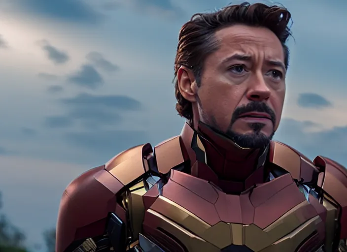 Image similar to film still of Joseph Gordon-Leavitt!!! as Tony Stark in Avengers Infinity War, 4k