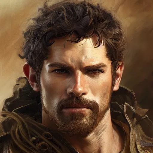 portrait of a rugged male ranger, D&D, fantasy, | Stable Diffusion