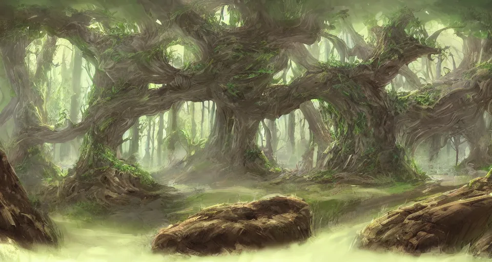 Prompt: Enchanted and magic forest, by D&D Concept Artists