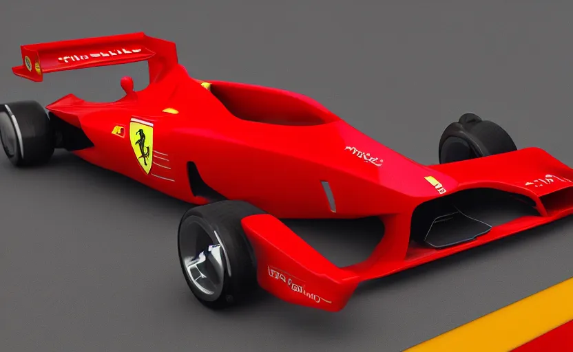 Prompt: retro futuristic ferrari formula 1 car inspired by f 1 2 0 2 1 concept and ferrari 6 4 3, blender, 8 k, artstation, highly detailed, intricate, octane 3 d,