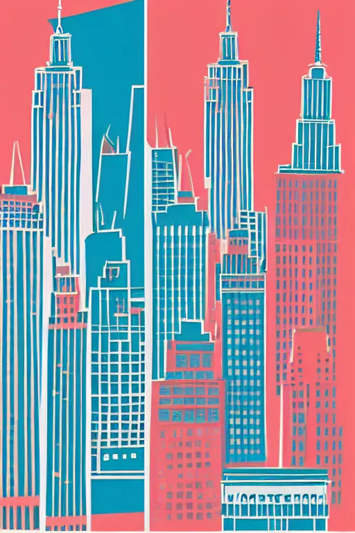 Prompt: minimalist boho style art of colorful new york, illustration, vector art