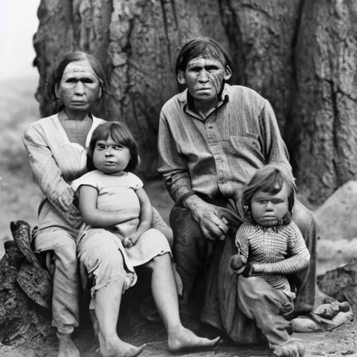 Image similar to a family of Neanderthals photographed by Dorothea Lange