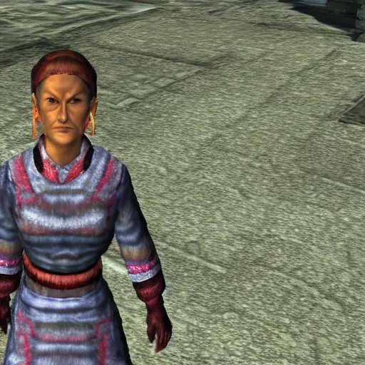 Prompt: Setsuko Hara NPC in Morrowind, gameplay screenshot