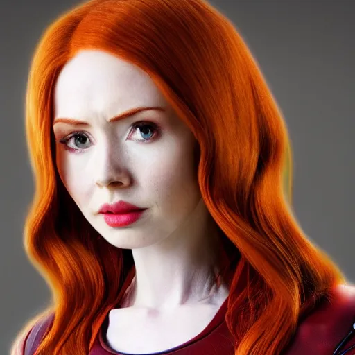 Image similar to karen Gillan as jean grey x men photo realistic 4k extremely high quality