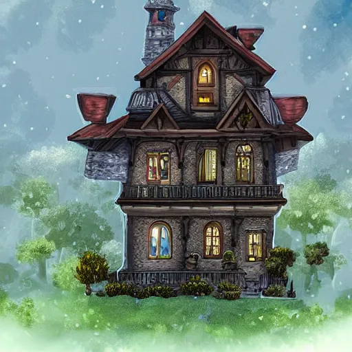 Image similar to digital art of a fantasy house