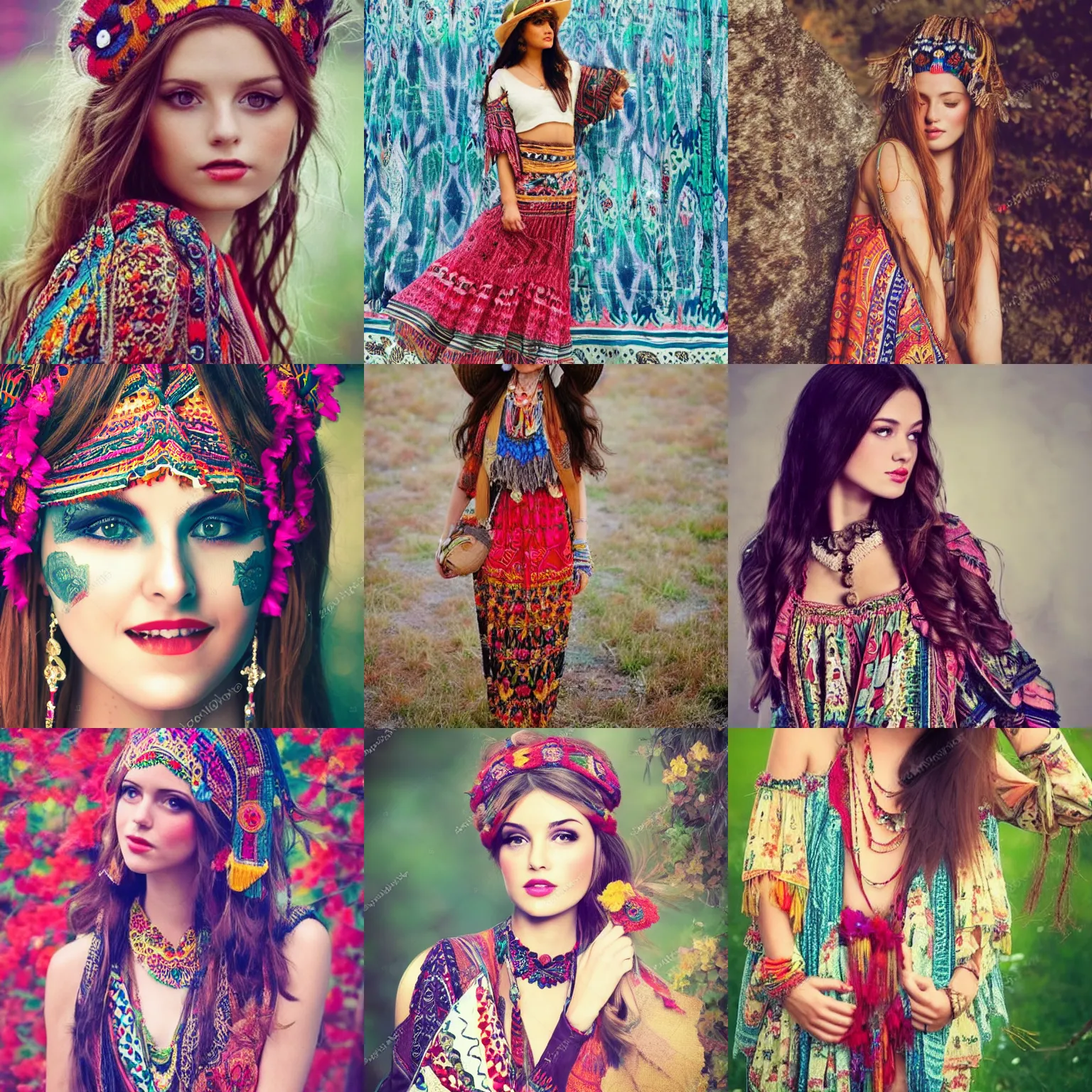 Prompt: pretty girl in bohemian style