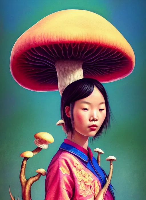 Prompt: yunnan girl with mushroom : : by martine johanna and simon stalenhag and chie yoshii and casey weldon and wlop : : ornate, dynamic, particulate, rich colors, intricate, elegant, highly detailed, centered, artstation, smooth, sharp focus, octane render, 8 k