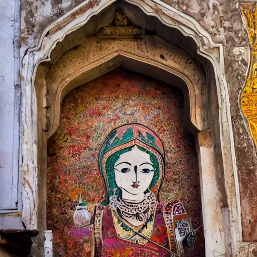 Image similar to mughal street art in venice, italy