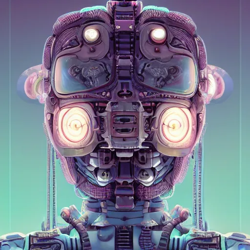 Prompt: intricate mechanical transformer robot medic portrait by yoshitomo nara, by beeple, by yoshitaka amano, by victo ngai, by shaun tan, by good smile company, on cg society, 4 k wallpaper, pastel color theme, mandelbulb textures