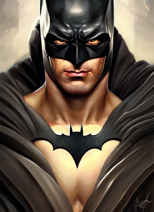 Prompt: Portrait of Batman, D&D, muscular, fantasy, intricate, elegant, highly detailed, digital painting, artstation, concept art, smooth, sharp focus, illustration, art by artgerm and greg rutkowski and alphonse mucha