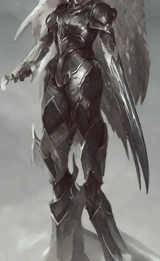 Prompt: Character Concept art of a angel knight girl. By artstation trending, cgsociety. Highly detailed