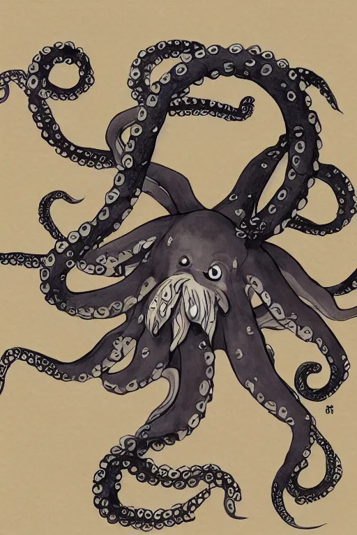 Image similar to professional anime rendering of an octopus dressed as a ninja. intricate, anime manga style, trending on art statio.