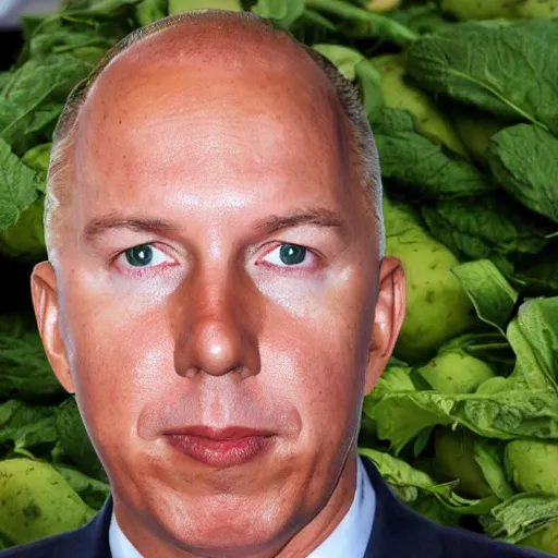 Image similar to photo peter dutton's head in a pile of potatoes