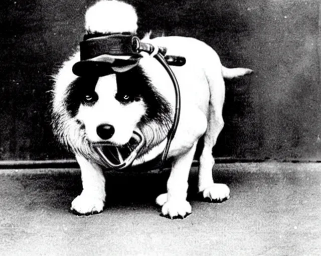 Image similar to a photo of canine karl marx ( karl barx ) as a dog, barking about the failures of capitalism and how the fat cats are creating a rat race of exploitation. how does one write a manifesto with those paws though?