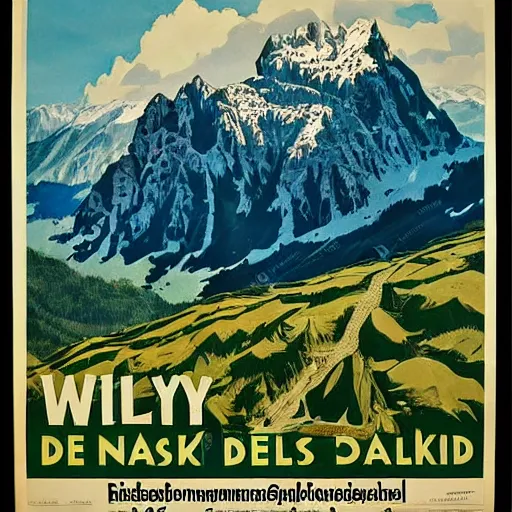 Image similar to highly detailed german ww 2 propaganda!!! nazi poster of german alps