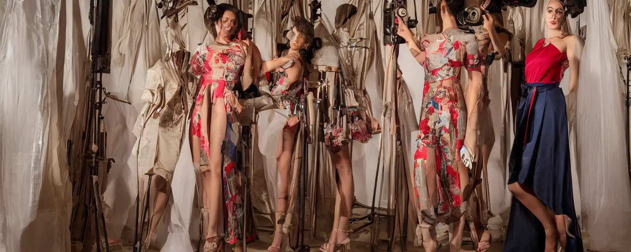 Image similar to photoshoot puerto rican fashion designer clothe in tetradic color scheme, vermeer lighting, imax 7 0 mm in 4 0 mm anamorphic lens