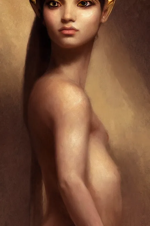 Image similar to softly lit portrait of the beautiful egyptian goddess, bastet, bast, woman / cat hybrid, soft torchlight in an egyptian tomb, digital art by ruan jia and mandy jurgens and artgerm and william - adolphe bouguereau, highly detailed, trending on artstation, award winning,