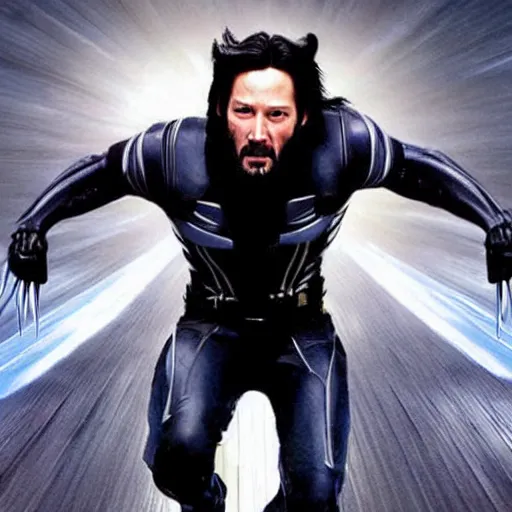 Image similar to keanu reeves as x men wolverine, marvel movie