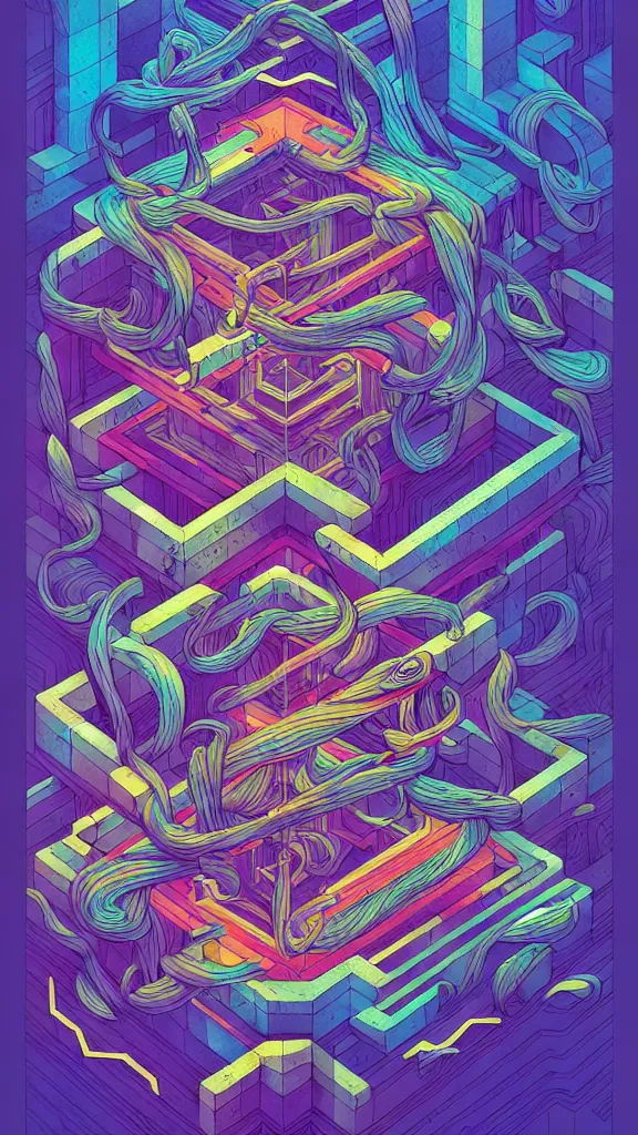 Image similar to arcane twisted turn of fate abstraction, centered award winning ink pen illustration, isometric abstract illustration by dan mumford, edited by craola, technical drawing by beeple and tooth wu, tiny details by artgerm and watercolor girl, symmetrically isometrically centered