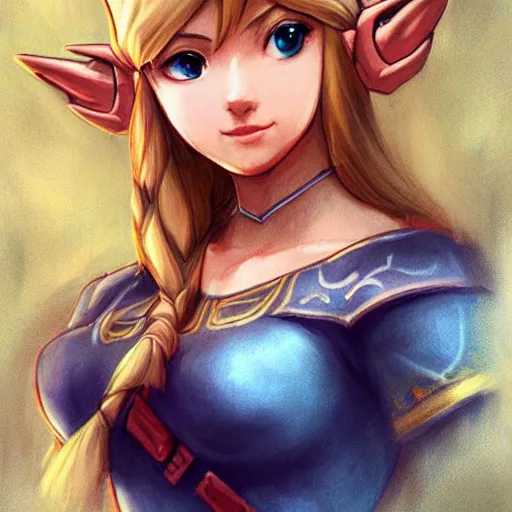 Prompt: princess zelda, artwork by Artgerm