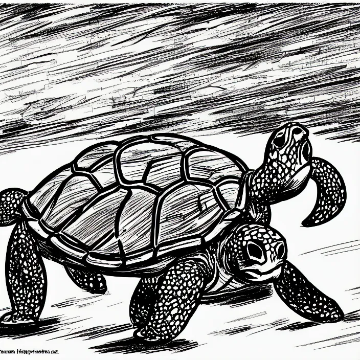 Prompt: a still frame from comic strip of a turtle running away 1 9 5 0, herluf bidstrup, new yorker illustration, monochrome contrast bw, lineart, manga, simplified