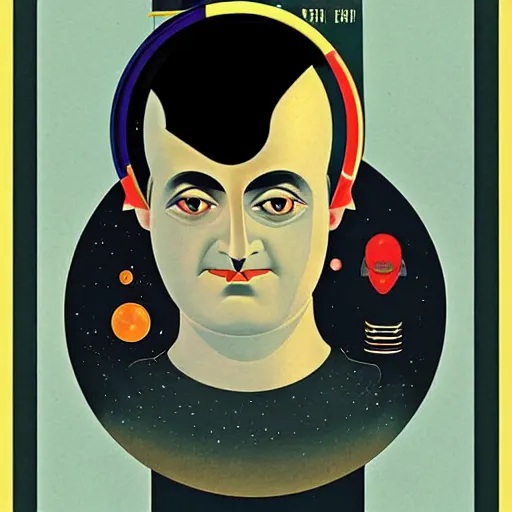 Image similar to legendary space warrior salman rushdie from the year 3 0 0 0, portrait by coles phillips