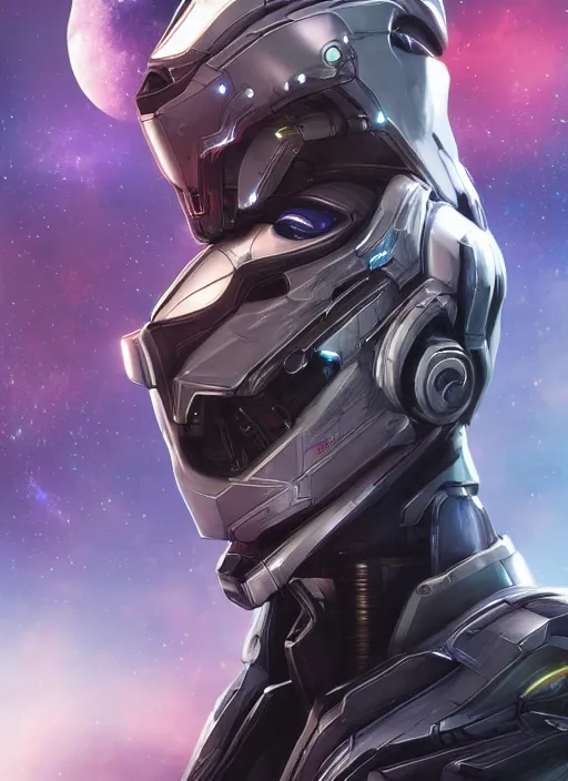 Image similar to photo of a cyborg girl on a space ship, warframe armor, beautiful face, scifi, nebula reflections, stars, professionally color graded, interesting angle, sharp focus, 8 k high definition, insanely detailed, intricate, innocent, art by stanley lau and artgerm