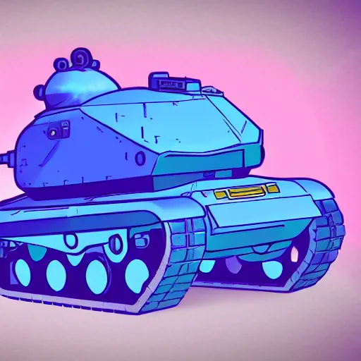 Prompt: a cute chubby tank icon stylized digital illustration radiating a glowing aura global illumination ray tracing hdr fanart arstation