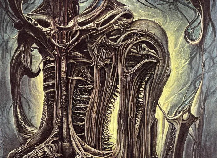 Image similar to necronom vi painting by h. r. giger