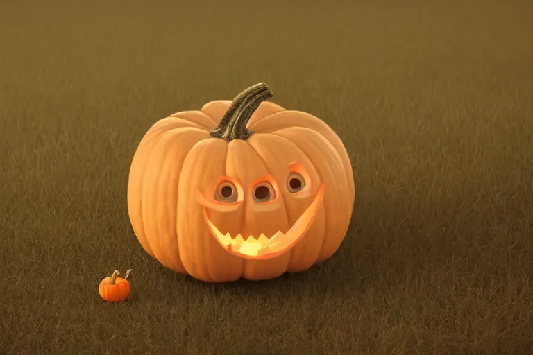 Image similar to a cute baby pumpkin, soft texture, pastel colours, colorful, cute, pixar animation style, detailed, soft light, octane render, 4 k