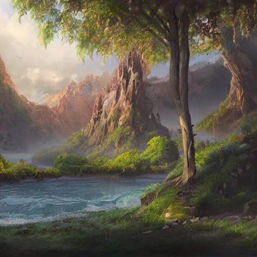 Prompt: a beautiful matte painting concept art painting of a landscape from a studio ghilbi movie