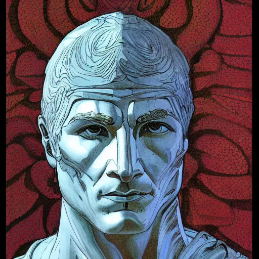 Image similar to a modern reincarnation of the old selenium greek god of hunt known as artemixel, portrait by moebius