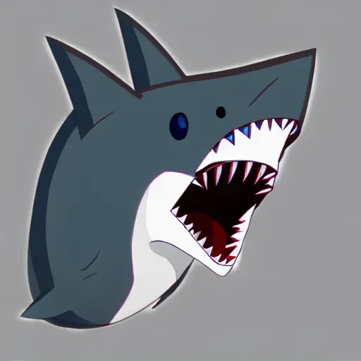 Prompt: A shocked wolf with shark teeth, trending on pixiv