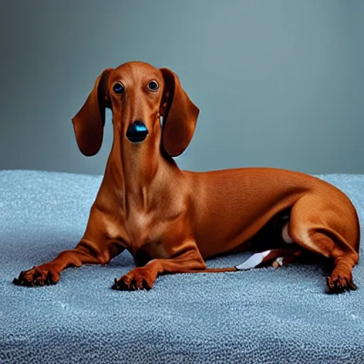 Prompt: realistic photo of a extra long dachshund dog