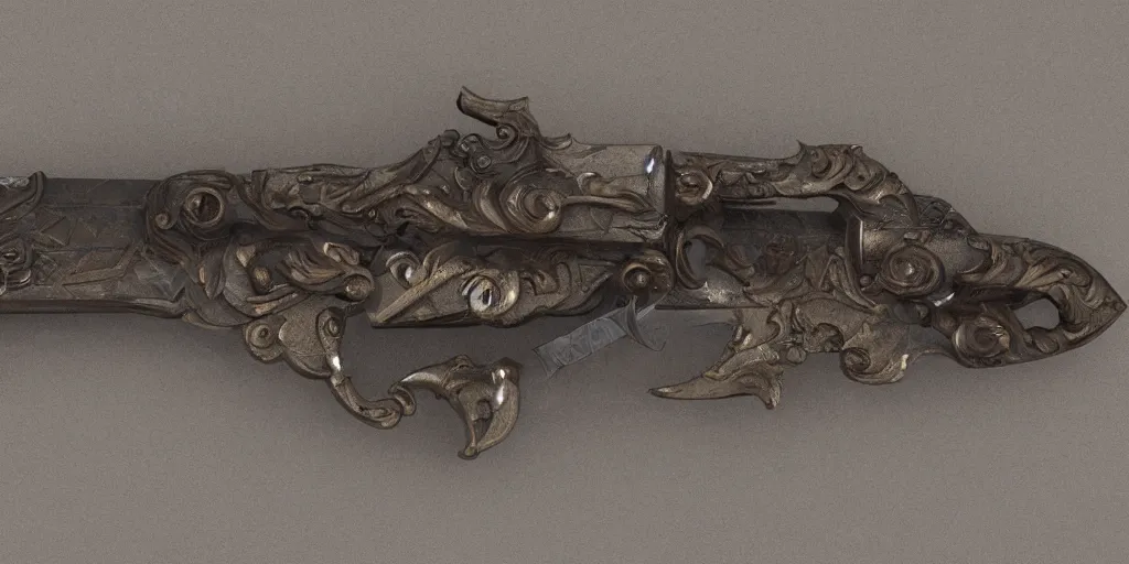 Prompt: art deco medieval weapon