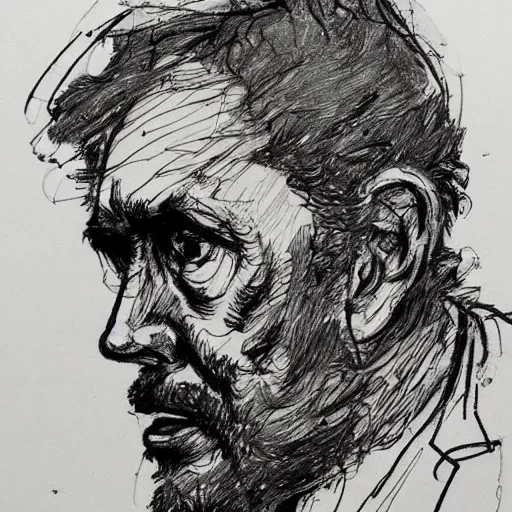 Image similar to a realistic yet scraggly portrait sketch of the side profile of a stern and sophisticated gigavirgin, trending on artstation, intricate details, in the style of frank auerbach, in the style of sergio aragones, in the style of martin ansin, in the style of david aja, in the style of mattias adolfsson