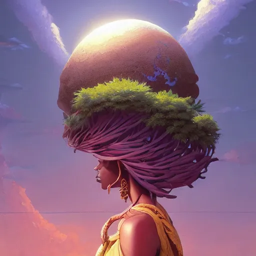 Image similar to an african marijuana!! goddess, by stephen bliss, unreal engine, fantasy art by greg rutkowski, loish, rhads, ferdinand knab, makoto shinkai and lois van baarle, ilya kuvshinov, rossdraws, tom bagshaw, moon light, radiant light, detailed and intricate environment