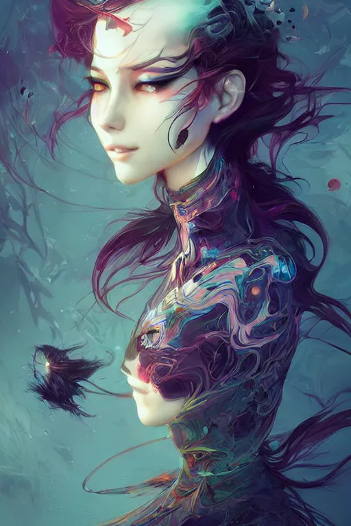 Image similar to a beautiful dream muse trapped in a nightmare, by android jones and guweiz and ross tran and ilya kuvshinov, trending on artstation